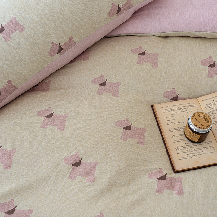 91家纺网 家纺一手货源 找家纺 竹合家纺 2025秋冬新款加厚磨毛色织暖绒系列针织四件套高克重 雪纳瑞