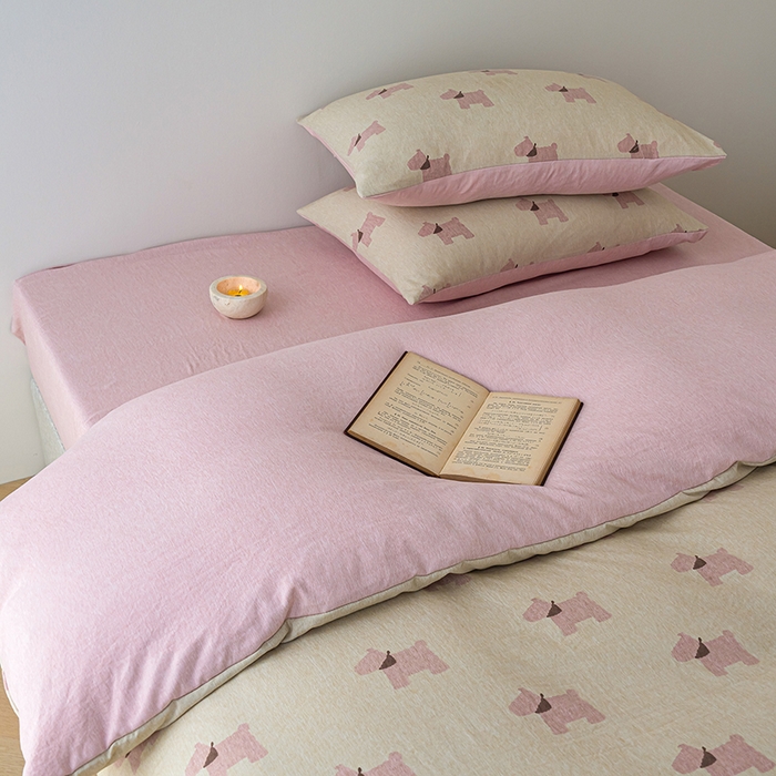 91家纺网 家纺一手货源 找家纺 竹合家纺 2025秋冬新款加厚磨毛色织暖绒系列针织四件套高克重 雪纳瑞