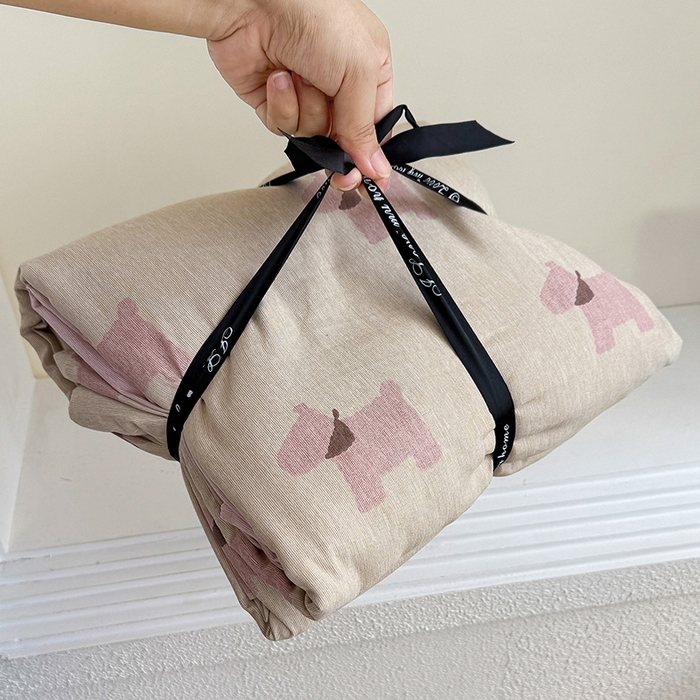 竹合家纺 2025秋冬新款加厚磨毛色织暖绒系列针织四件套高克重 雪纳瑞