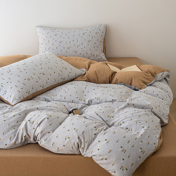 91家纺网 家纺一手货源 找家纺 竹合家纺 2025秋冬新款加厚磨毛色织暖绒系列针织四件套高克重 花儿朵朵