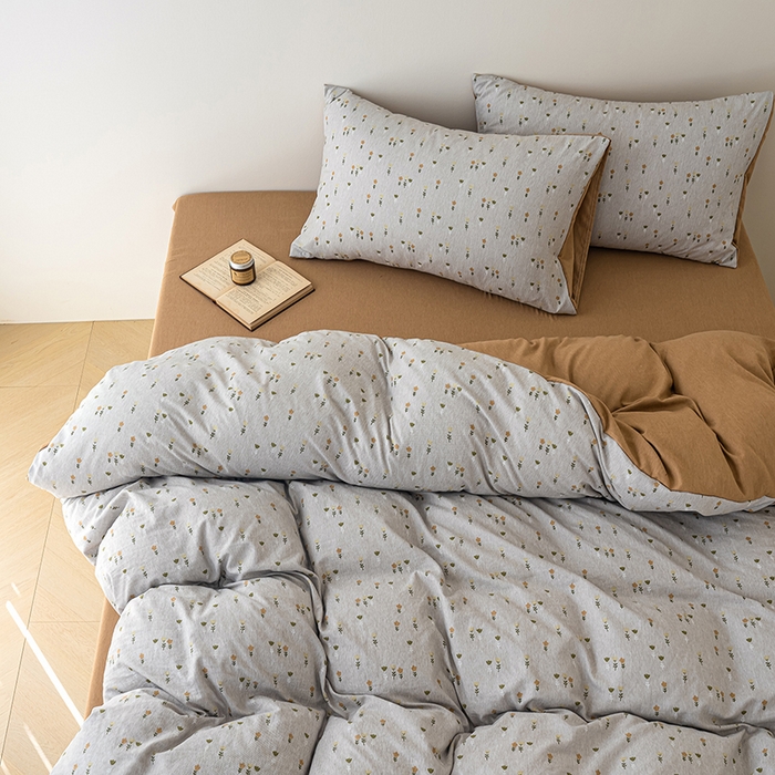 91家纺网 家纺一手货源 找家纺 竹合家纺 2025秋冬新款加厚磨毛色织暖绒系列针织四件套高克重 花儿朵朵