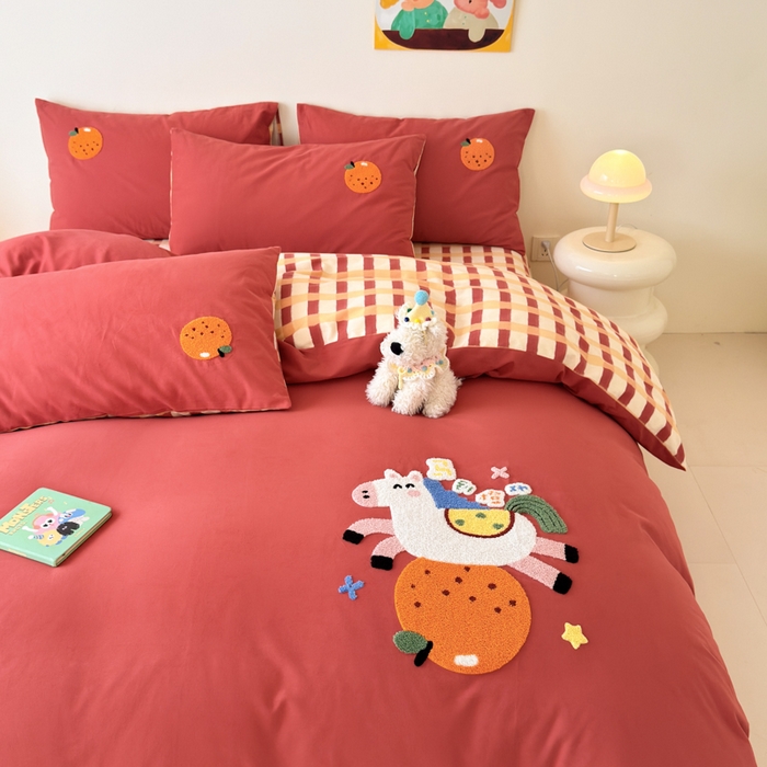 91家纺网 家纺一手货源 找家纺 （总）如意朵 2025新款全棉加厚磨毛绣花四件套风格一（专版花型）