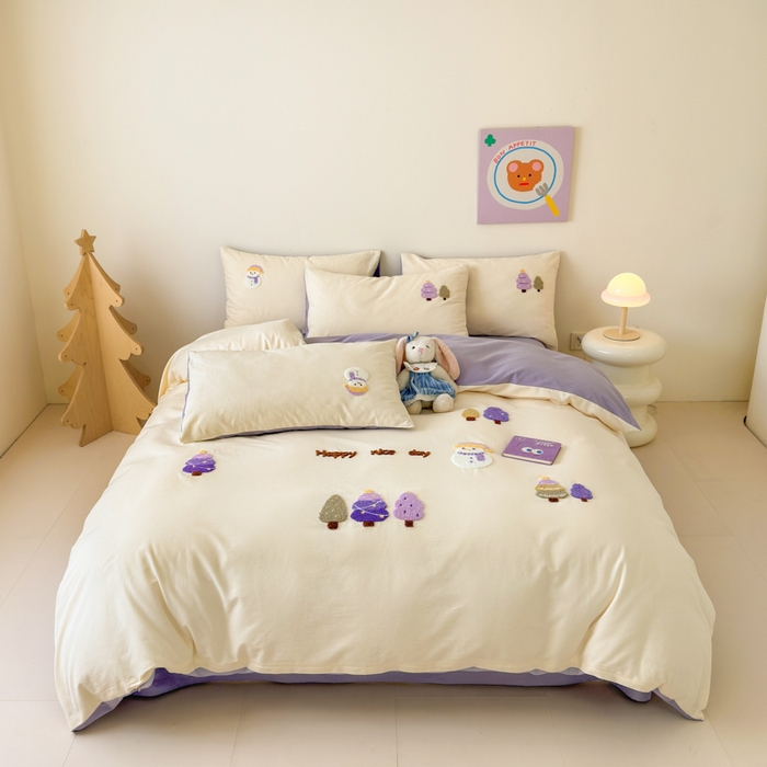 91家纺网 家纺一手货源 找家纺 （总）如意朵 2025新款全棉加厚磨毛绣花四件套风格一（专版花型）