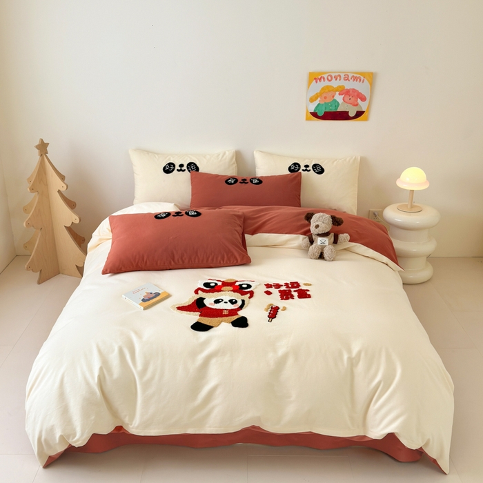 91家纺网 家纺一手货源 找家纺 （总）如意朵 2025新款全棉加厚磨毛绣花四件套风格一（专版花型）