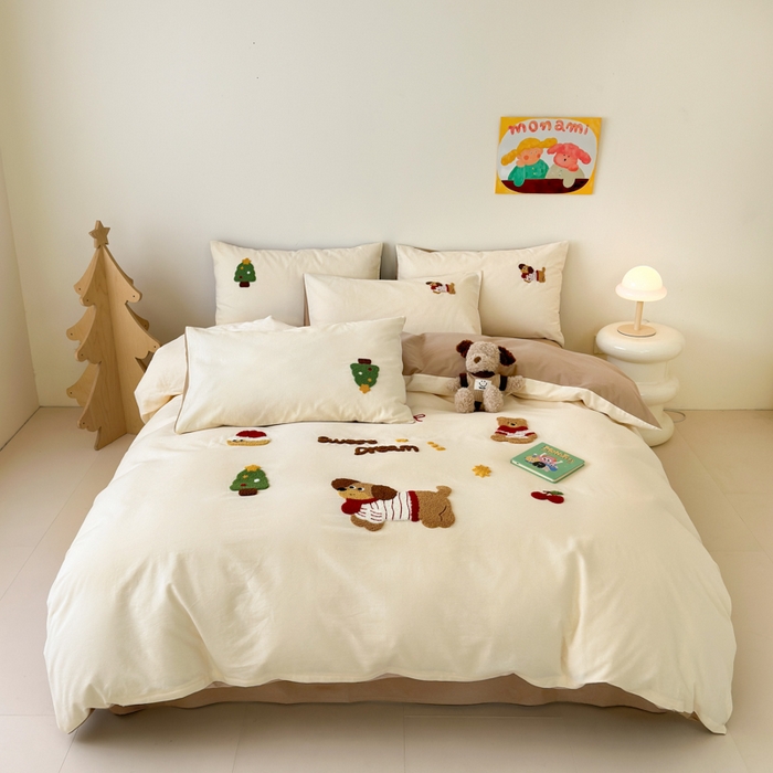 91家纺网 家纺一手货源 找家纺 （总）如意朵 2025新款全棉加厚磨毛绣花四件套风格一（专版花型）