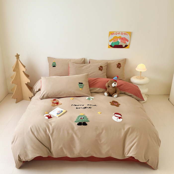 91家纺网 家纺一手货源 找家纺 （总）如意朵 2025新款全棉加厚磨毛绣花四件套风格一（专版花型）