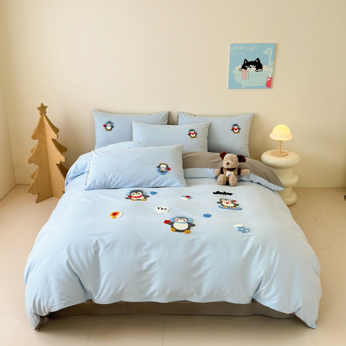 91家纺网 家纺一手货源 找家纺 （总）如意朵 2025新款全棉加厚磨毛绣花四件套风格一（专版花型）