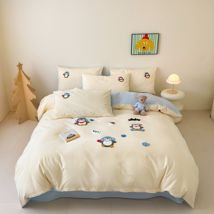 91家纺网 家纺一手货源 找家纺 （总）如意朵 2025新款全棉加厚磨毛绣花四件套风格一（专版花型）