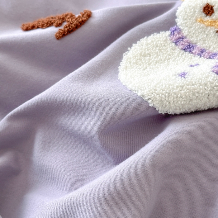 91家纺网 家纺一手货源 找家纺 如意朵 2025新款全棉加厚磨毛绣花四件套风格一（专版花型） 梦幻森林紫