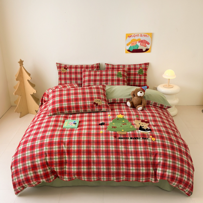 如意朵 2025新款全棉加厚磨毛绣花四件套风格一（专版花型） 时尚猫咪