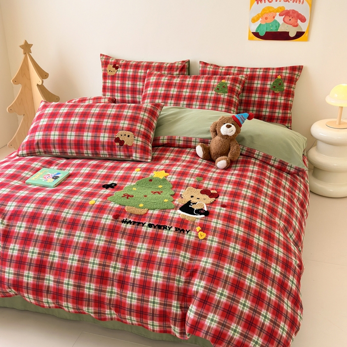 91家纺网 家纺一手货源 找家纺 如意朵 2025新款全棉加厚磨毛绣花四件套风格一（专版花型） 时尚猫咪