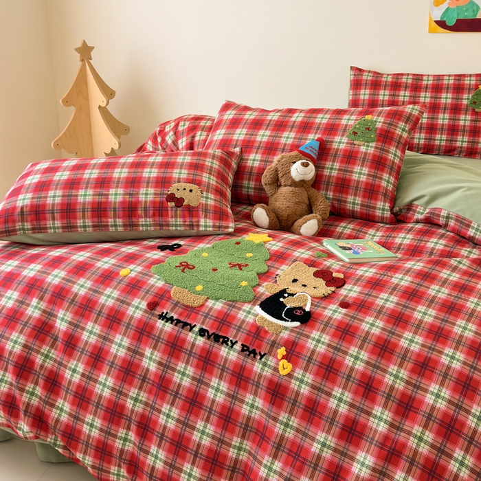 91家纺网 家纺一手货源 找家纺 如意朵 2025新款全棉加厚磨毛绣花四件套风格一（专版花型） 时尚猫咪