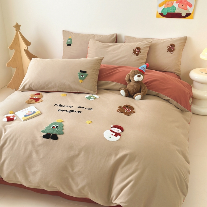 91家纺网 家纺一手货源 找家纺 如意朵 2025新款全棉加厚磨毛绣花四件套风格一（专版花型） 童话世界