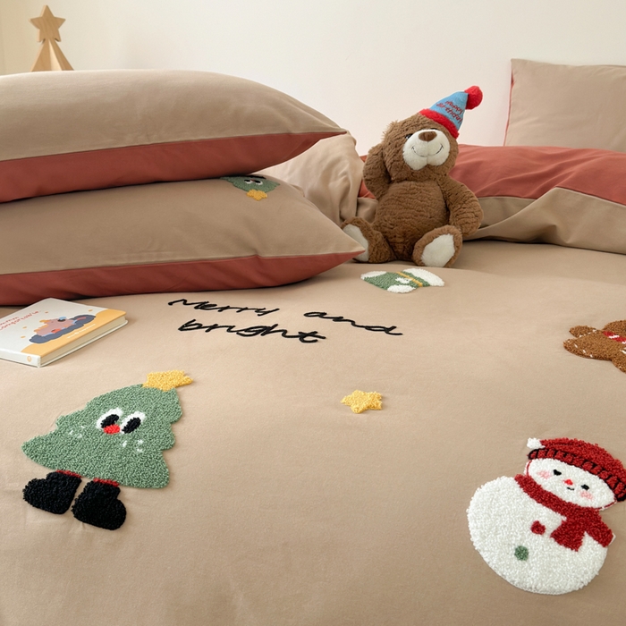 91家纺网 家纺一手货源 找家纺 如意朵 2025新款全棉加厚磨毛绣花四件套风格一（专版花型） 童话世界