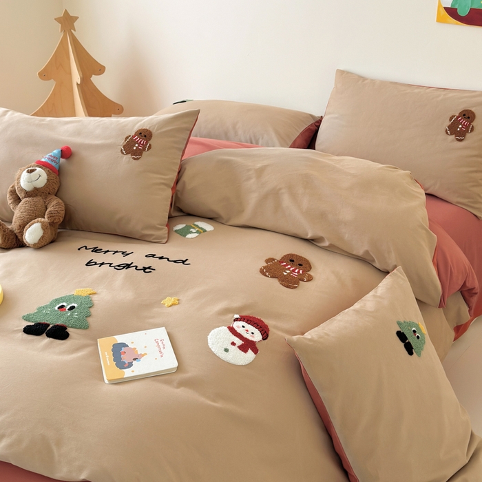 91家纺网 家纺一手货源 找家纺 如意朵 2025新款全棉加厚磨毛绣花四件套风格一（专版花型） 童话世界