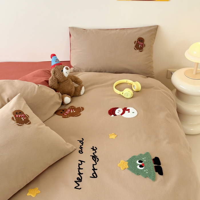 91家纺网 家纺一手货源 找家纺 如意朵 2025新款全棉加厚磨毛绣花四件套风格一（专版花型） 童话世界