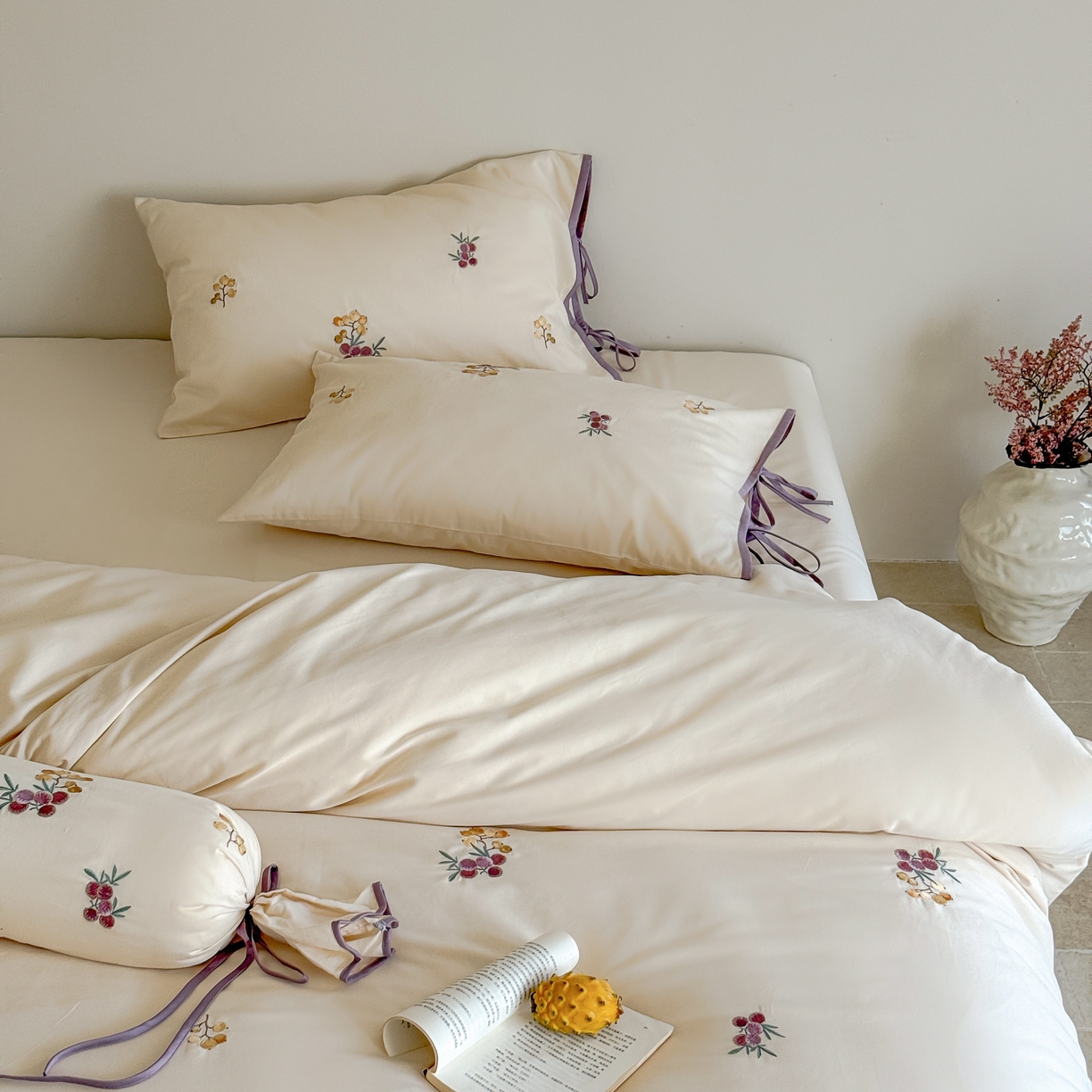 91家纺网 家纺一手货源 找家纺 （总）佳汐蓝家纺 2025秋冬新款撞色刺绣长绒棉全棉纯棉四件套