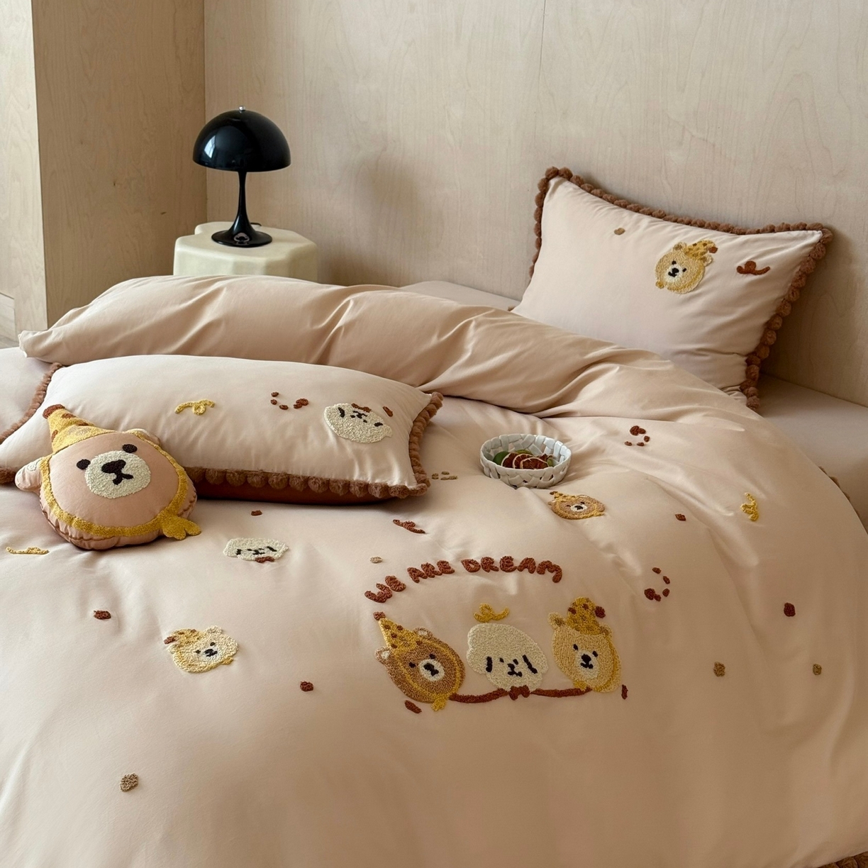 91家纺网 家纺一手货源 找家纺 佳汐蓝家纺 2025秋冬新款毛巾绣长绒棉全棉纯棉四件套栗子团团 栗子团团-卡其