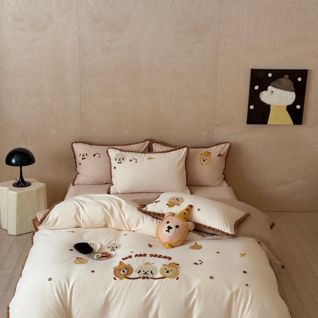 91家纺网 家纺一手货源 找家纺 佳汐蓝家纺 2025秋冬新款毛巾绣长绒棉全棉纯棉四件套栗子团团 栗子团团-奶芙