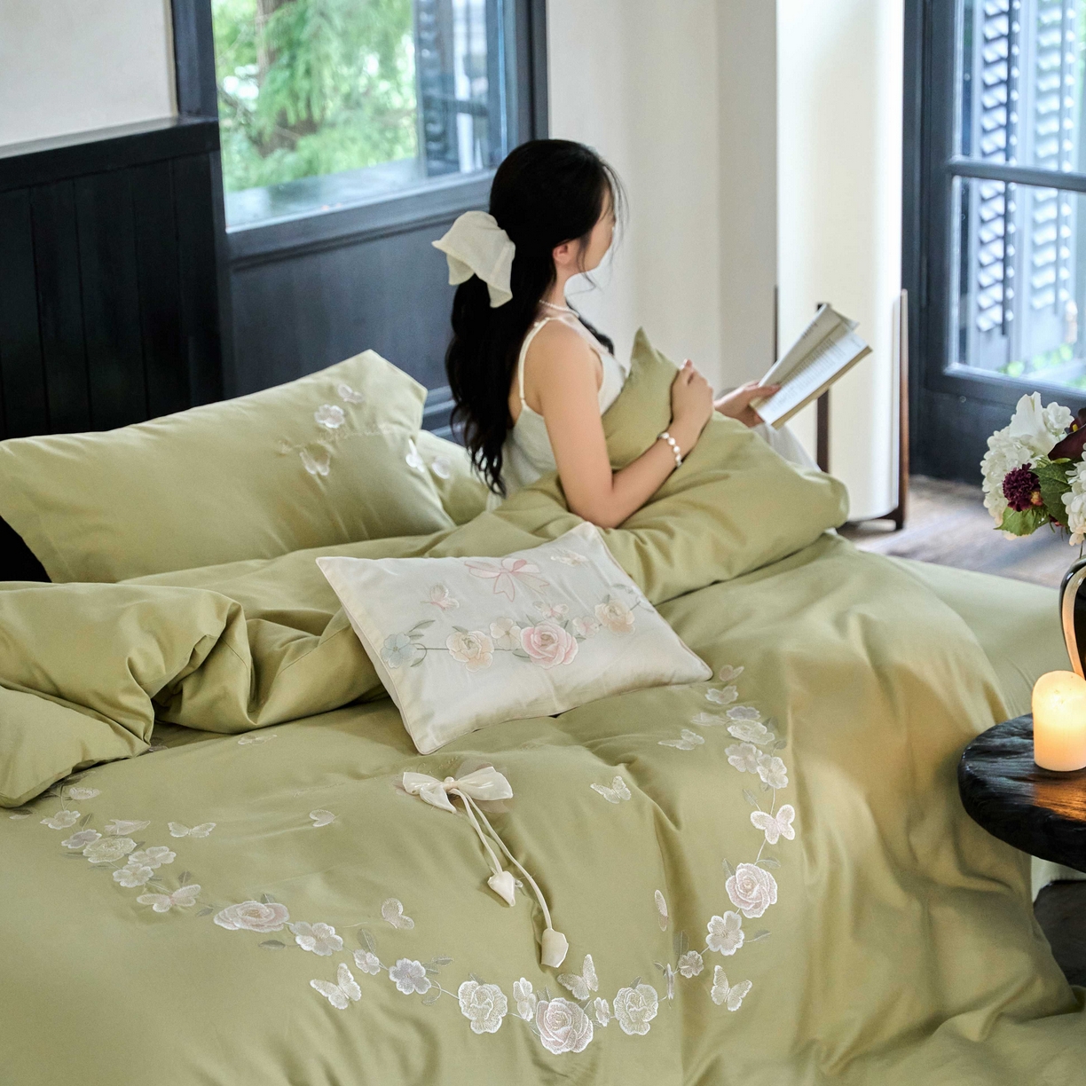 91家纺网 家纺一手货源 找家纺 （总）佳汐蓝家纺 2025秋冬新款刺绣长绒棉全棉纯棉磨毛四件套花序