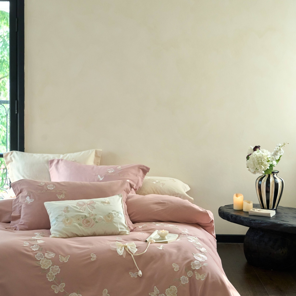 91家纺网 家纺一手货源 找家纺 佳汐蓝家纺 2025秋冬新款刺绣长绒棉全棉纯棉磨毛四件套花序 花序-浆果