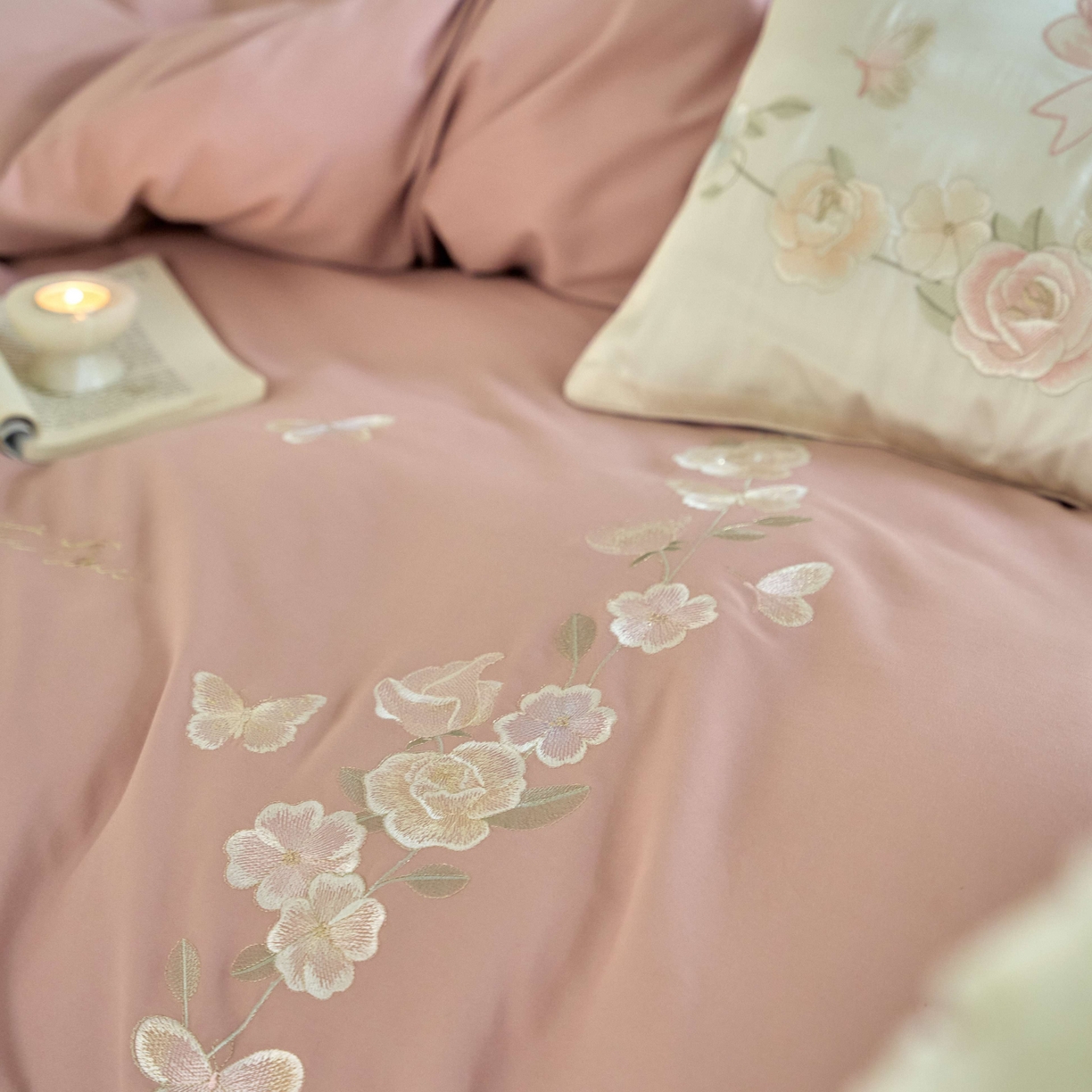 91家纺网 家纺一手货源 找家纺 佳汐蓝家纺 2025秋冬新款刺绣长绒棉全棉纯棉磨毛四件套花序 花序-浆果