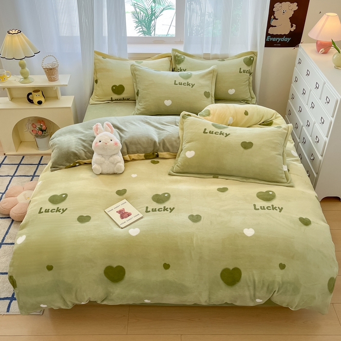 91家纺网 家纺一手货源 找家纺 （总）女子家纺 2025秋冬新款加厚200g牛奶绒印花四件套