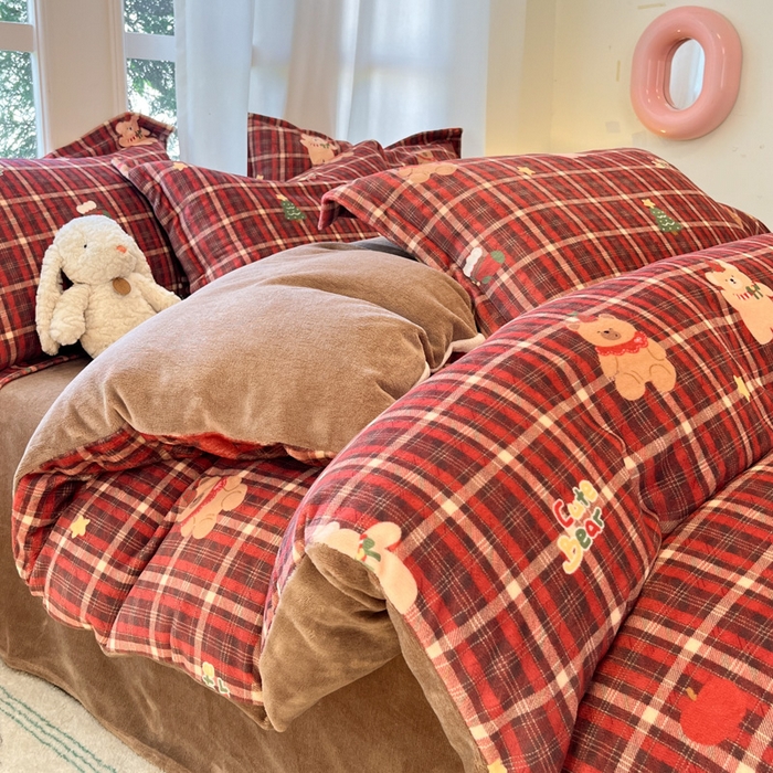 91家纺网 家纺一手货源 找家纺 （总）女子家纺 2025秋冬新款加厚200g牛奶绒印花四件套