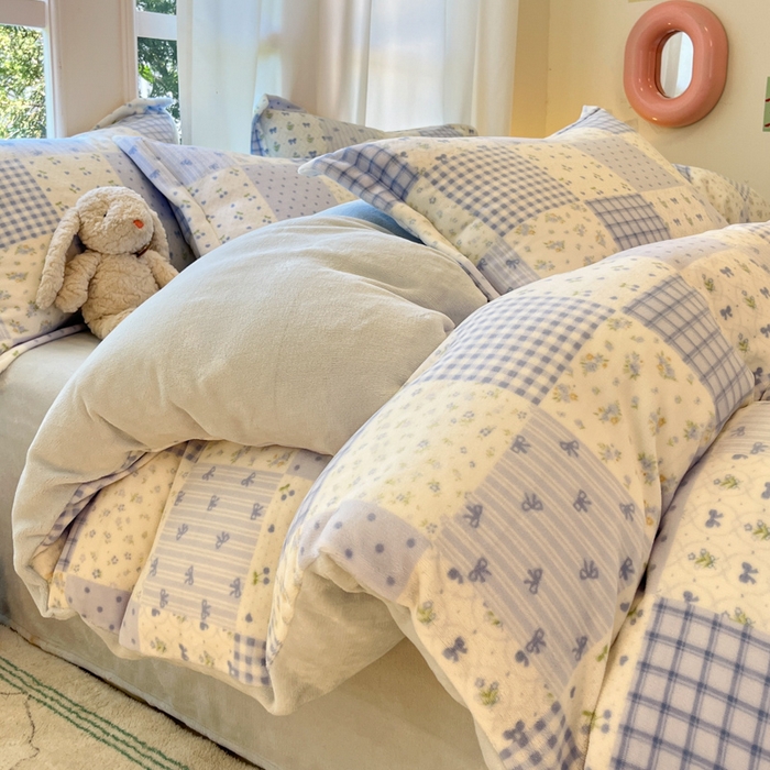 91家纺网 家纺一手货源 找家纺 （总）女子家纺 2025秋冬新款加厚200g牛奶绒印花四件套