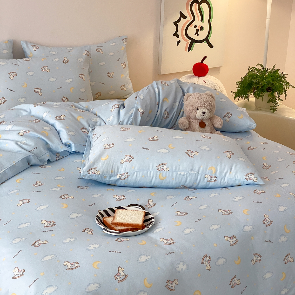 91家纺网 家纺一手货源 找家纺 8小时家纺 2025新款40s天然肌理双层纱四件套 摇篮曲