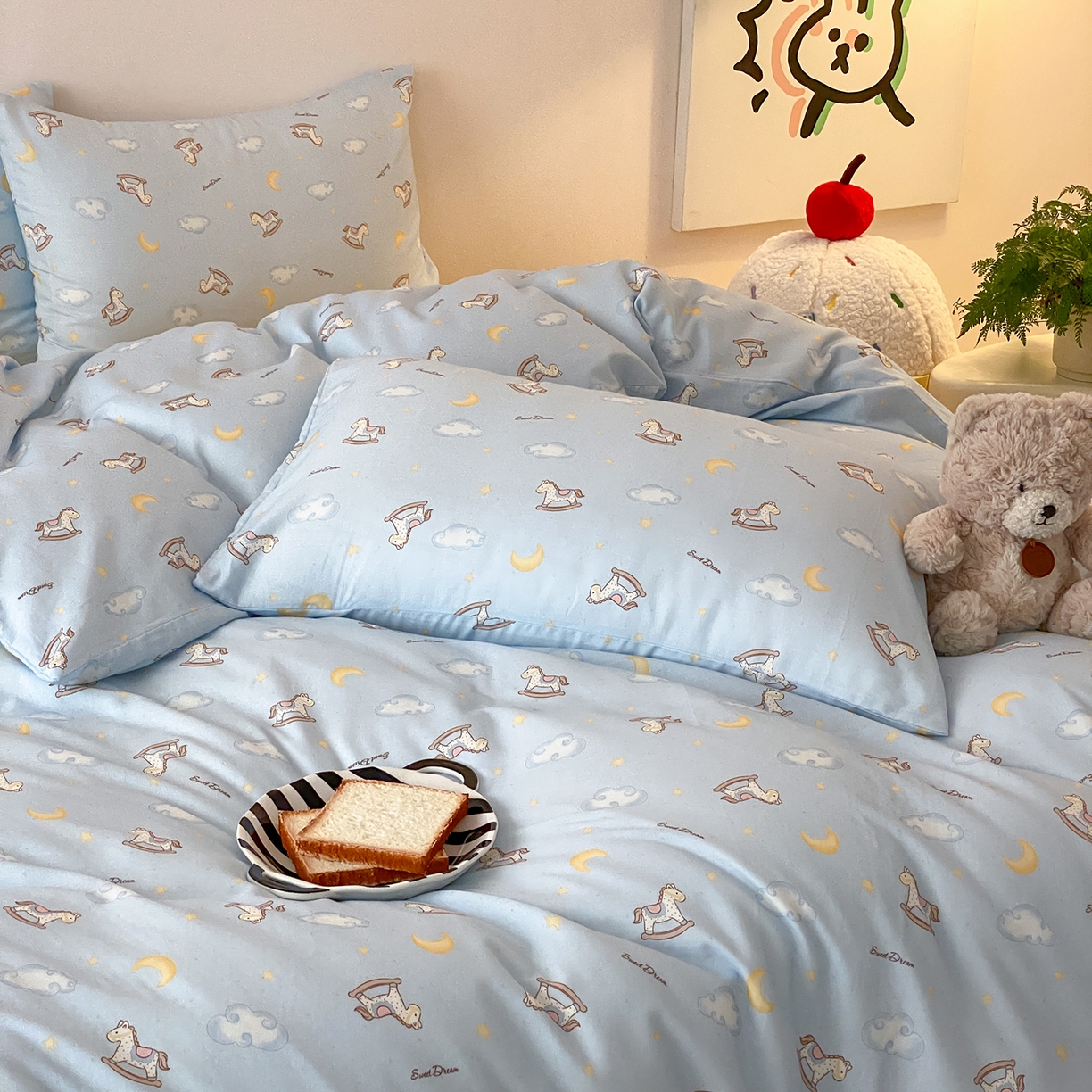 91家纺网 家纺一手货源 找家纺 8小时家纺 2025新款40s天然肌理双层纱四件套 摇篮曲