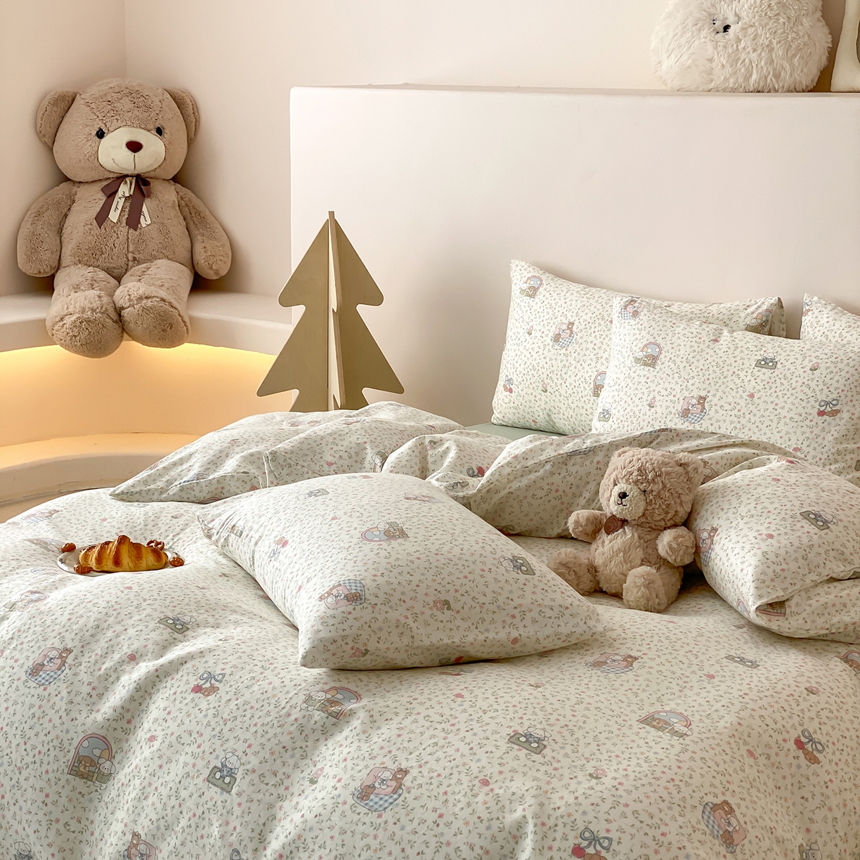 91家纺网 家纺一手货源 找家纺 8小时家纺 2025新款40s天然肌理双层纱四件套 快乐小狗