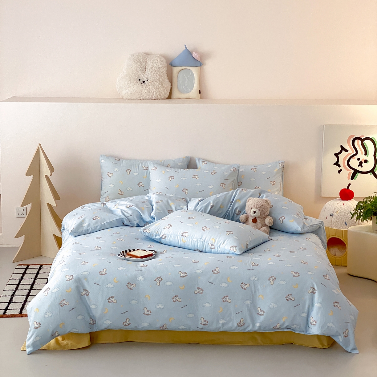 8小时家纺 2025新款40s天然肌理双层纱四件套 摇篮曲