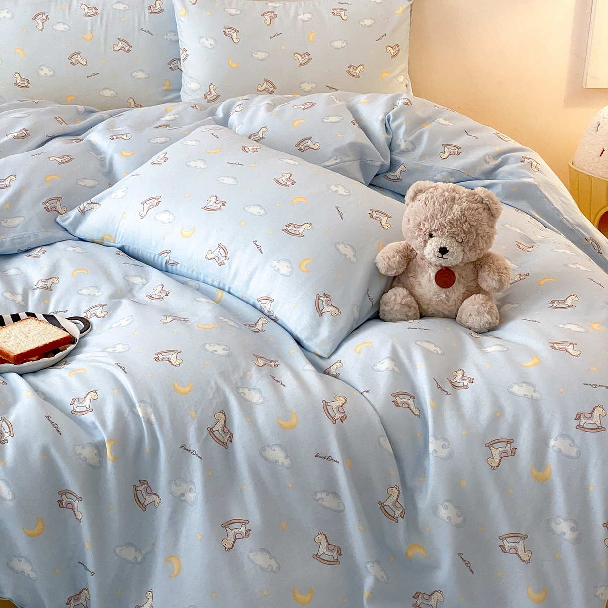 91家纺网 家纺一手货源 找家纺 8小时家纺 2025新款40s天然肌理双层纱四件套 摇篮曲