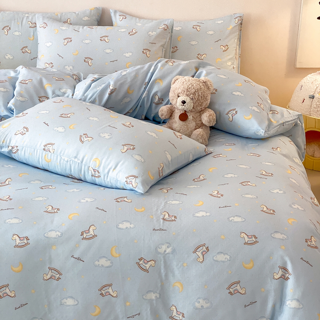 91家纺网 家纺一手货源 找家纺 8小时家纺 2025新款40s天然肌理双层纱四件套 摇篮曲