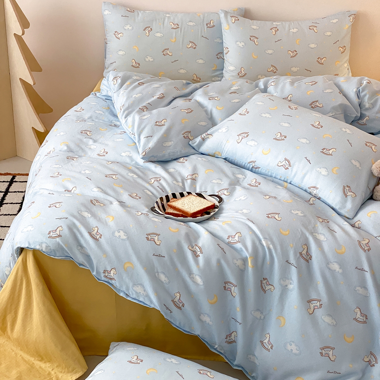 91家纺网 家纺一手货源 找家纺 8小时家纺 2025新款40s天然肌理双层纱四件套 摇篮曲