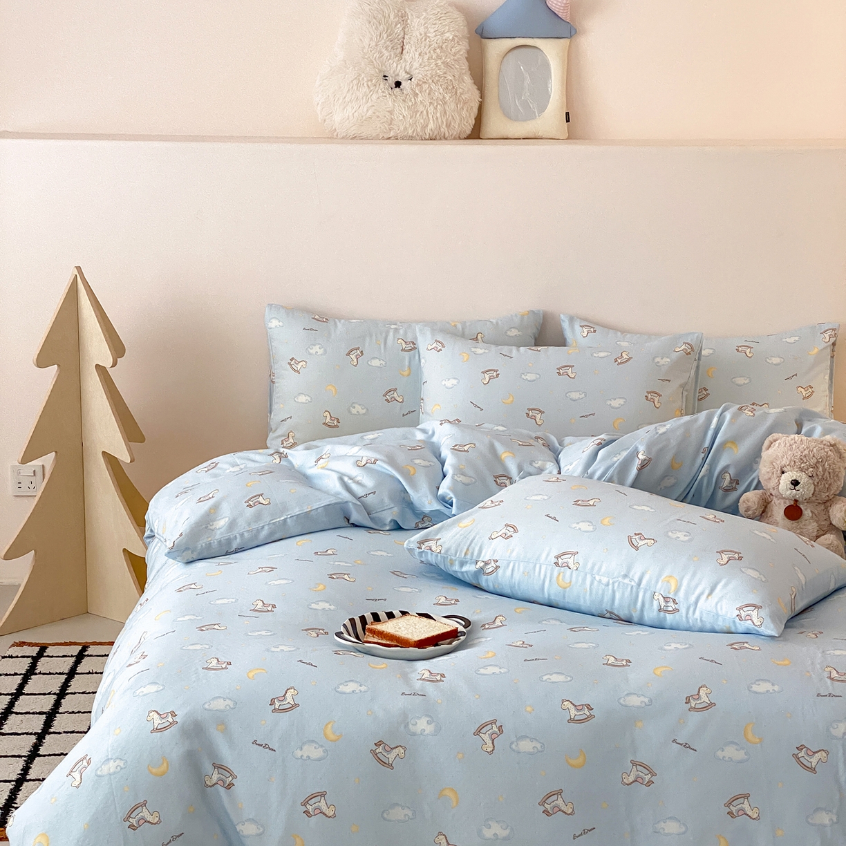 91家纺网 家纺一手货源 找家纺 8小时家纺 2025新款40s天然肌理双层纱四件套 摇篮曲