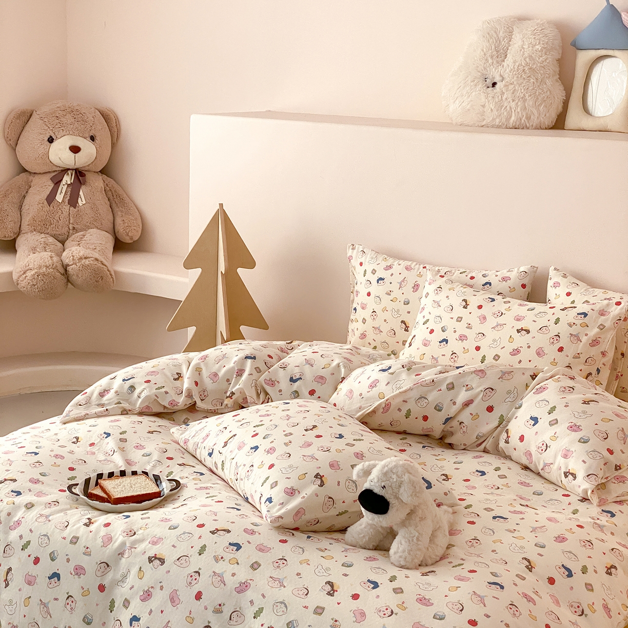 91家纺网 家纺一手货源 找家纺 8小时家纺 2025新款40s天然肌理双层纱四件套 小新