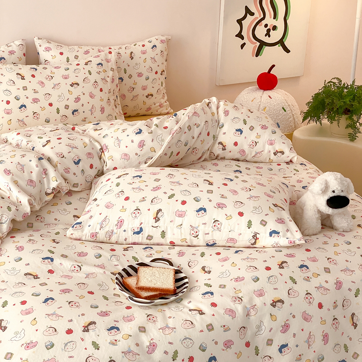 91家纺网 家纺一手货源 找家纺 8小时家纺 2025新款40s天然肌理双层纱四件套 小新