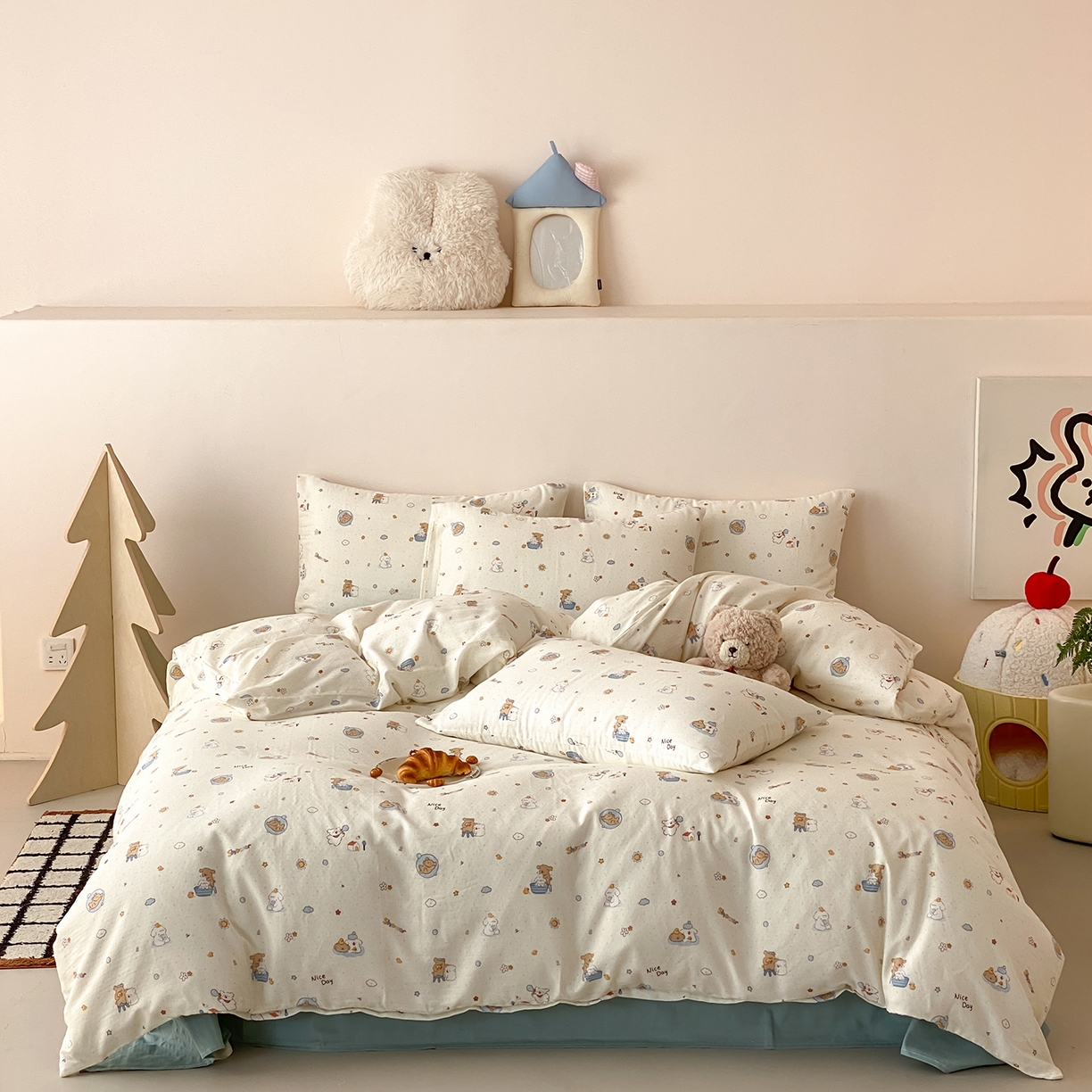 8小时家纺 2025新款40s天然肌理双层纱四件套 泡泡布丁