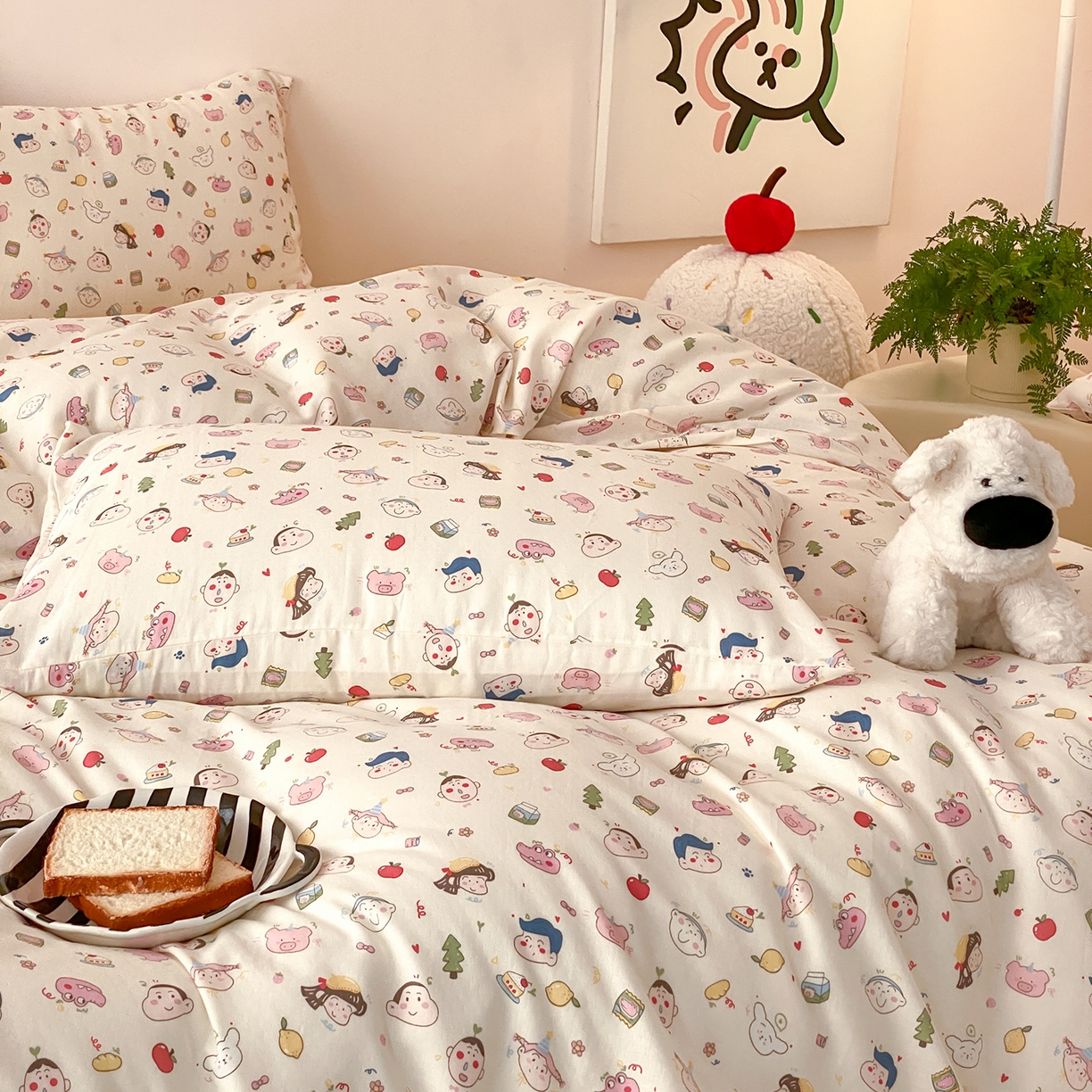 91家纺网 家纺一手货源 找家纺 8小时家纺 2025新款40s天然肌理双层纱四件套 小新