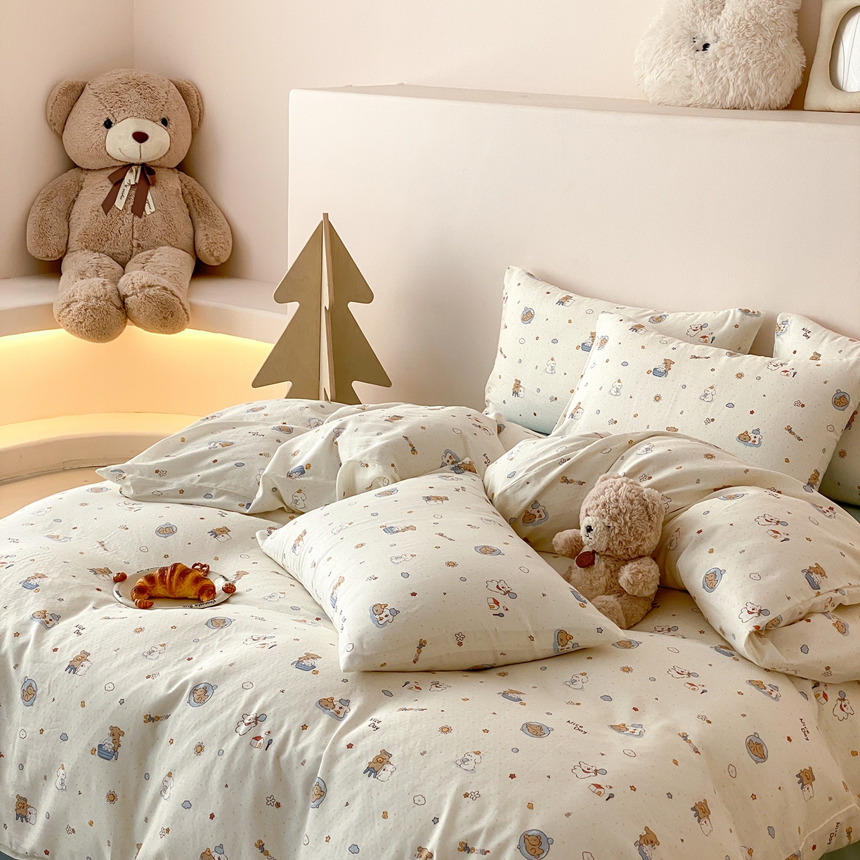 91家纺网 家纺一手货源 找家纺 8小时家纺 2025新款40s天然肌理双层纱四件套 泡泡布丁