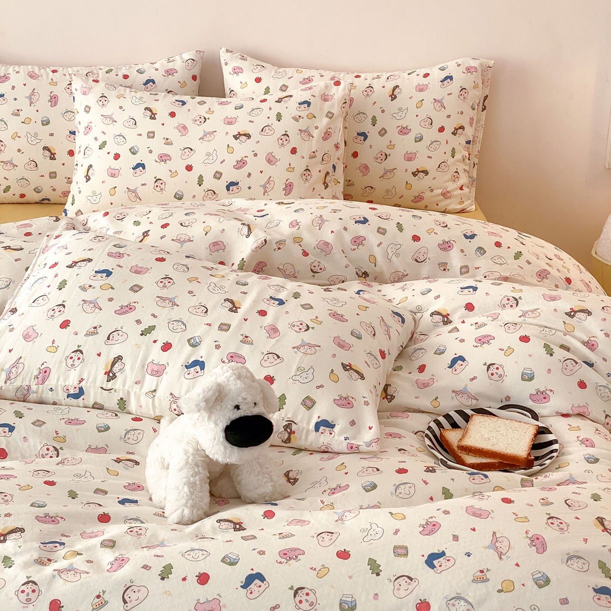 91家纺网 家纺一手货源 找家纺 8小时家纺 2025新款40s天然肌理双层纱四件套 小新