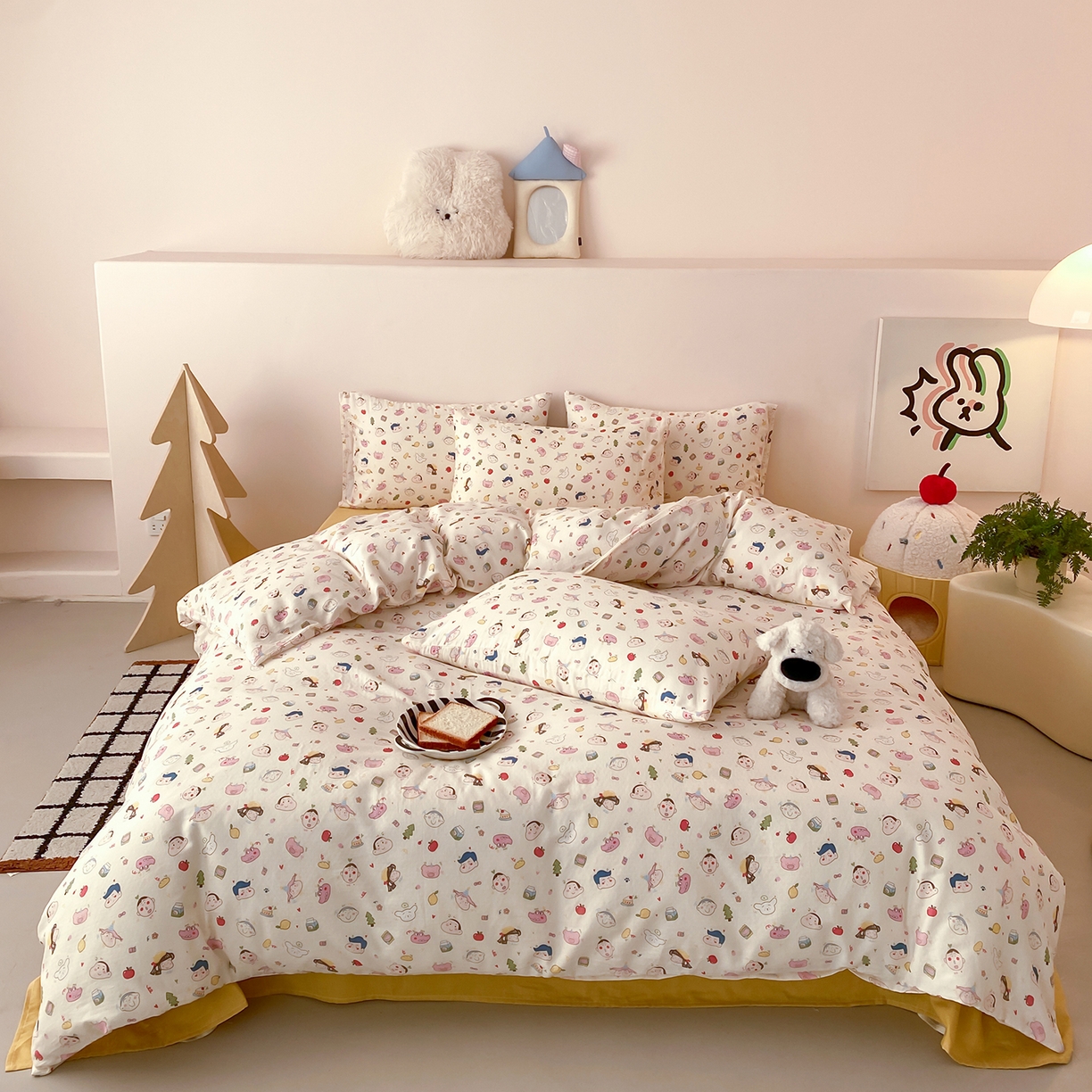 91家纺网 家纺一手货源 找家纺 8小时家纺 2025新款40s天然肌理双层纱四件套 小新