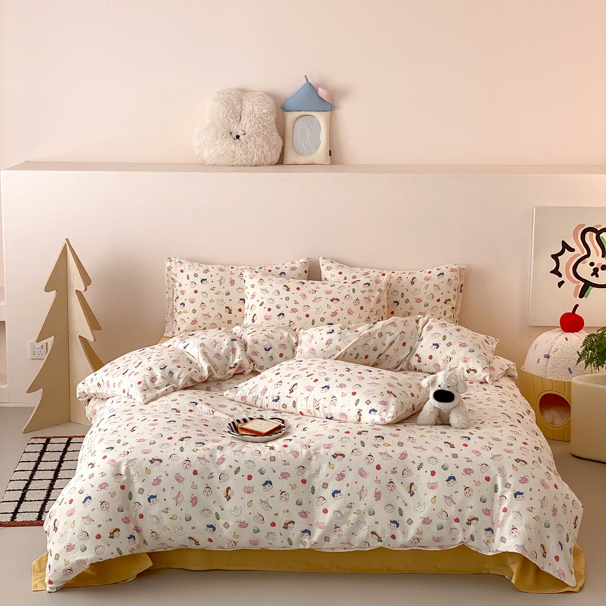 8小时家纺 2025新款40s天然肌理双层纱四件套 小新