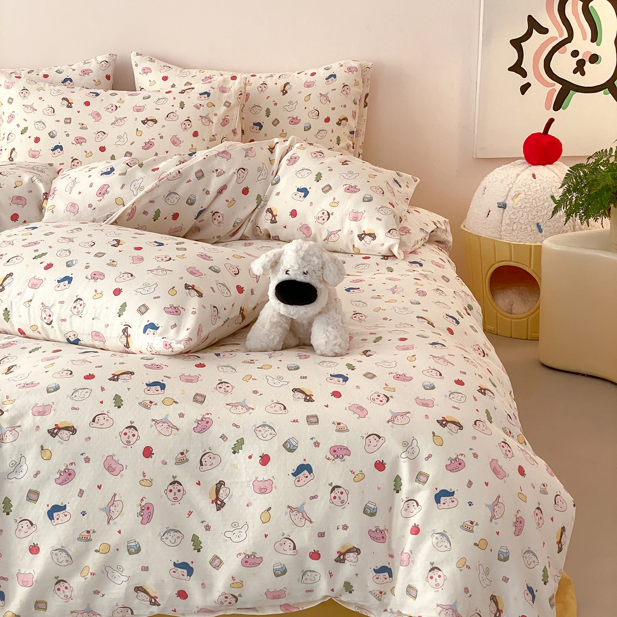 91家纺网 家纺一手货源 找家纺 8小时家纺 2025新款40s天然肌理双层纱四件套 小新