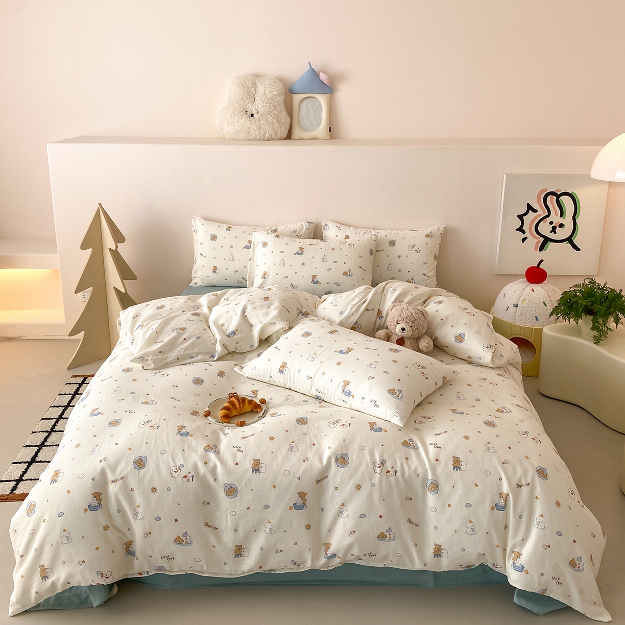 91家纺网 家纺一手货源 找家纺 8小时家纺 2025新款40s天然肌理双层纱四件套 泡泡布丁