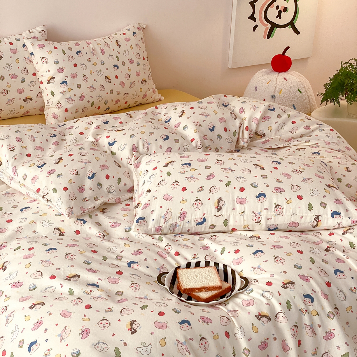 91家纺网 家纺一手货源 找家纺 8小时家纺 2025新款40s天然肌理双层纱四件套 小新