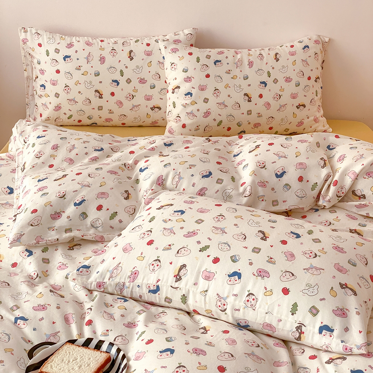 91家纺网 家纺一手货源 找家纺 8小时家纺 2025新款40s天然肌理双层纱四件套 小新