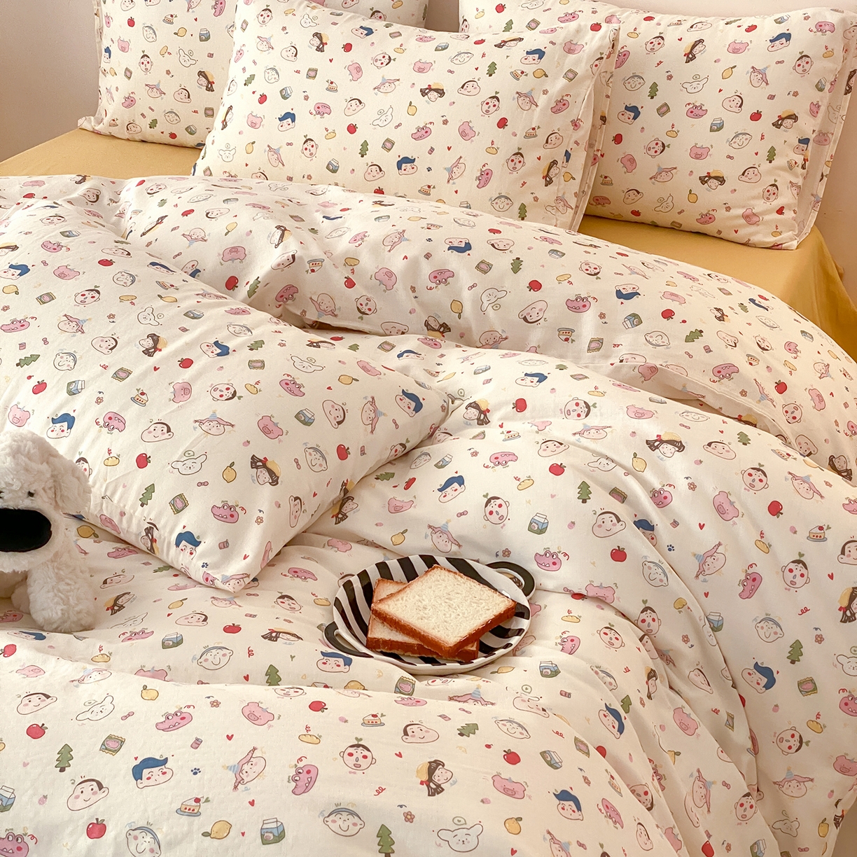 91家纺网 家纺一手货源 找家纺 8小时家纺 2025新款40s天然肌理双层纱四件套 小新